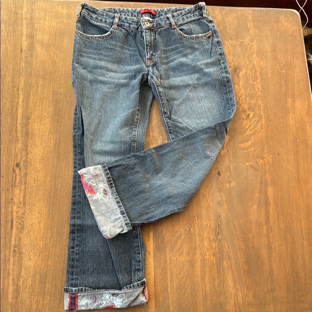 Billabong Blue Ankle Cropped Jeans with Rolled Cuffs